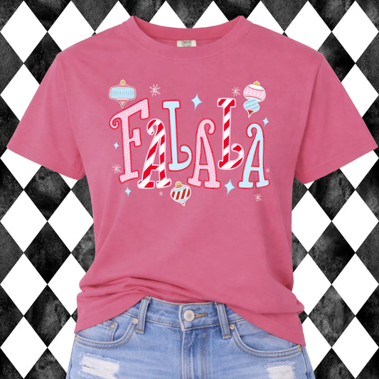 Falala Candy Cane t-shirt - Comfort Colors Crunchberry