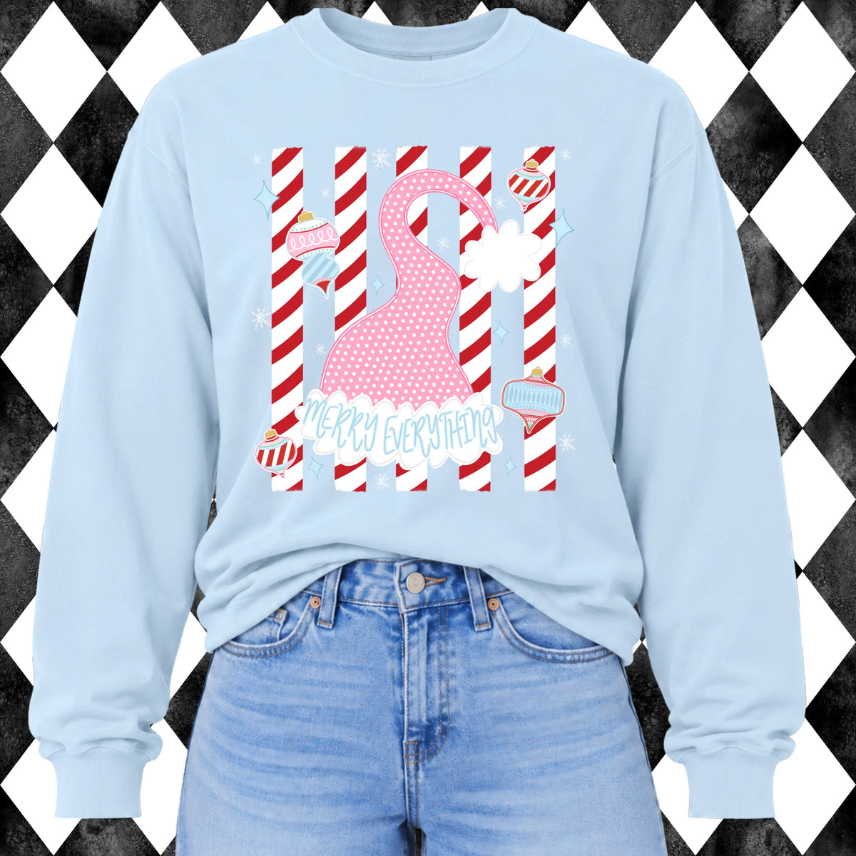 Merry Everything long sleeve tee - Comfort Colors Chambray