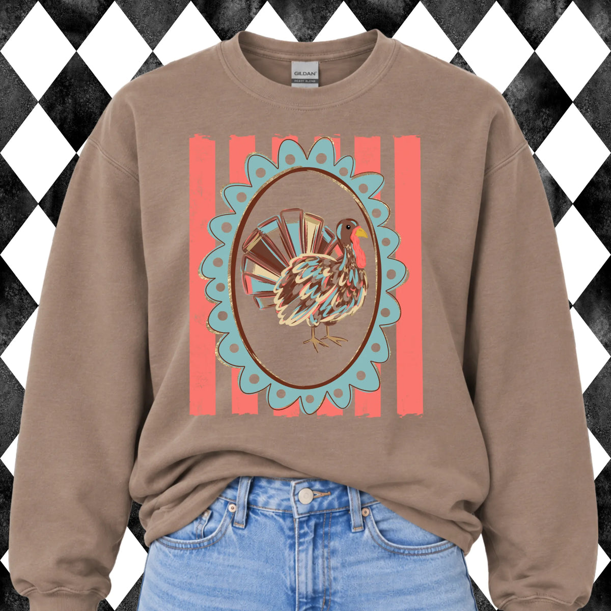 Framed Turkey sweatshirt - Brown Savana