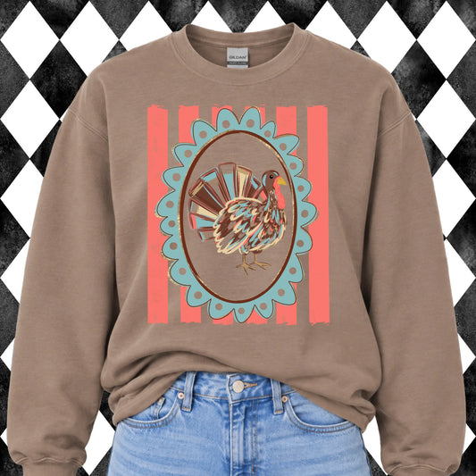 Framed Turkey sweatshirt - Brown Savana