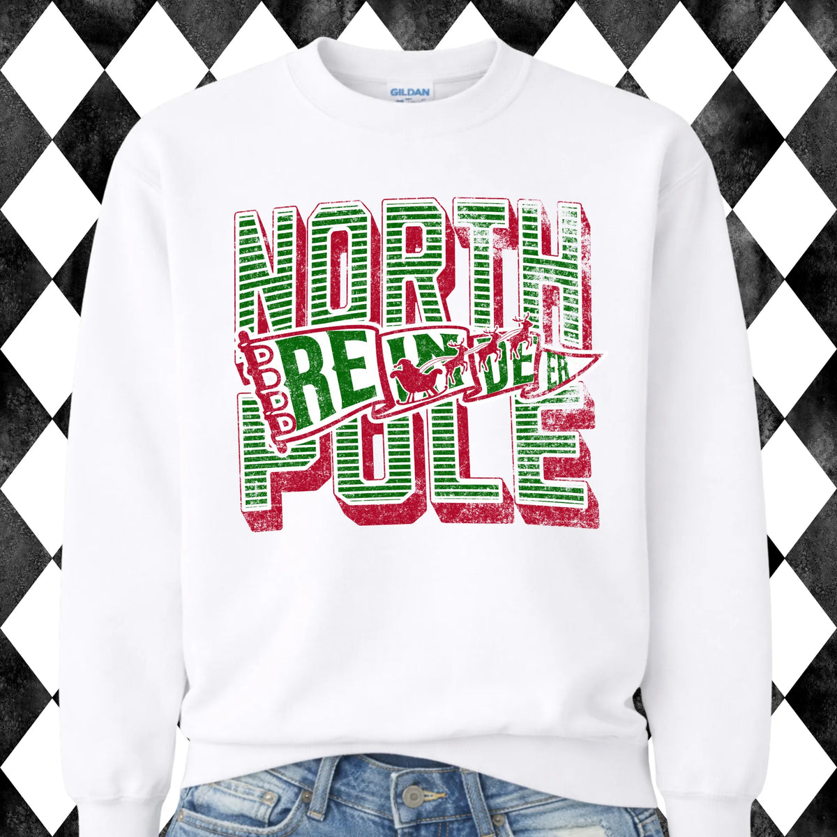 North Pole Reindeer sweatshirt - White