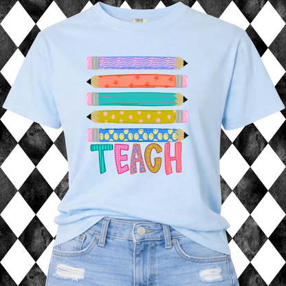 Teach Stacked Pencils Graphic Tee