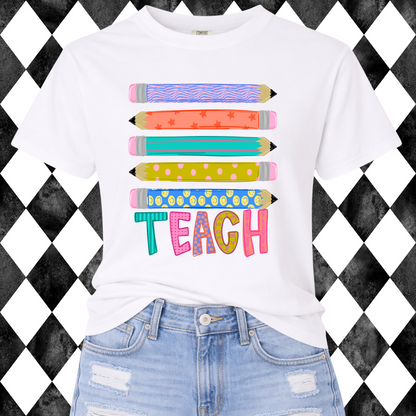 Teach Stacked Pencils Graphic Tee