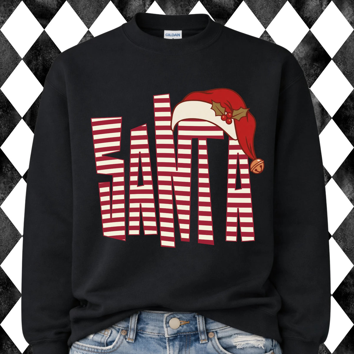 Striped SANTA sweatshirt - Black